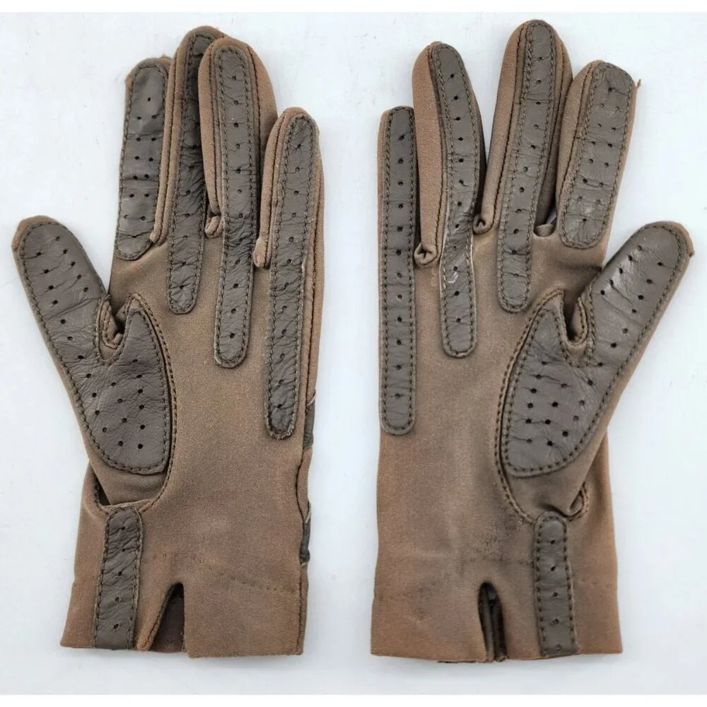 Vtg‎ 80s Aris Isotoner Women's One Size Unlined Driving Gloves Beige - Picture 3 of 5